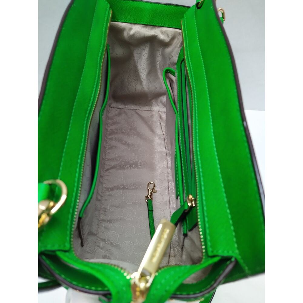 Michael Kors Green Leather Grommets Double Handles Satchel Bag - Picture 9 of 16